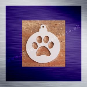 LaserCutPawPrintBauble